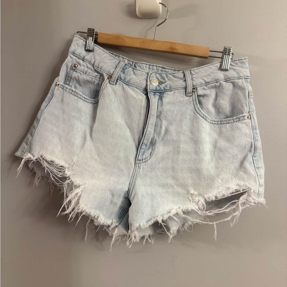 GARAGE Denim Light Wash High Rise Frayed Cutoff Shorts Size 11